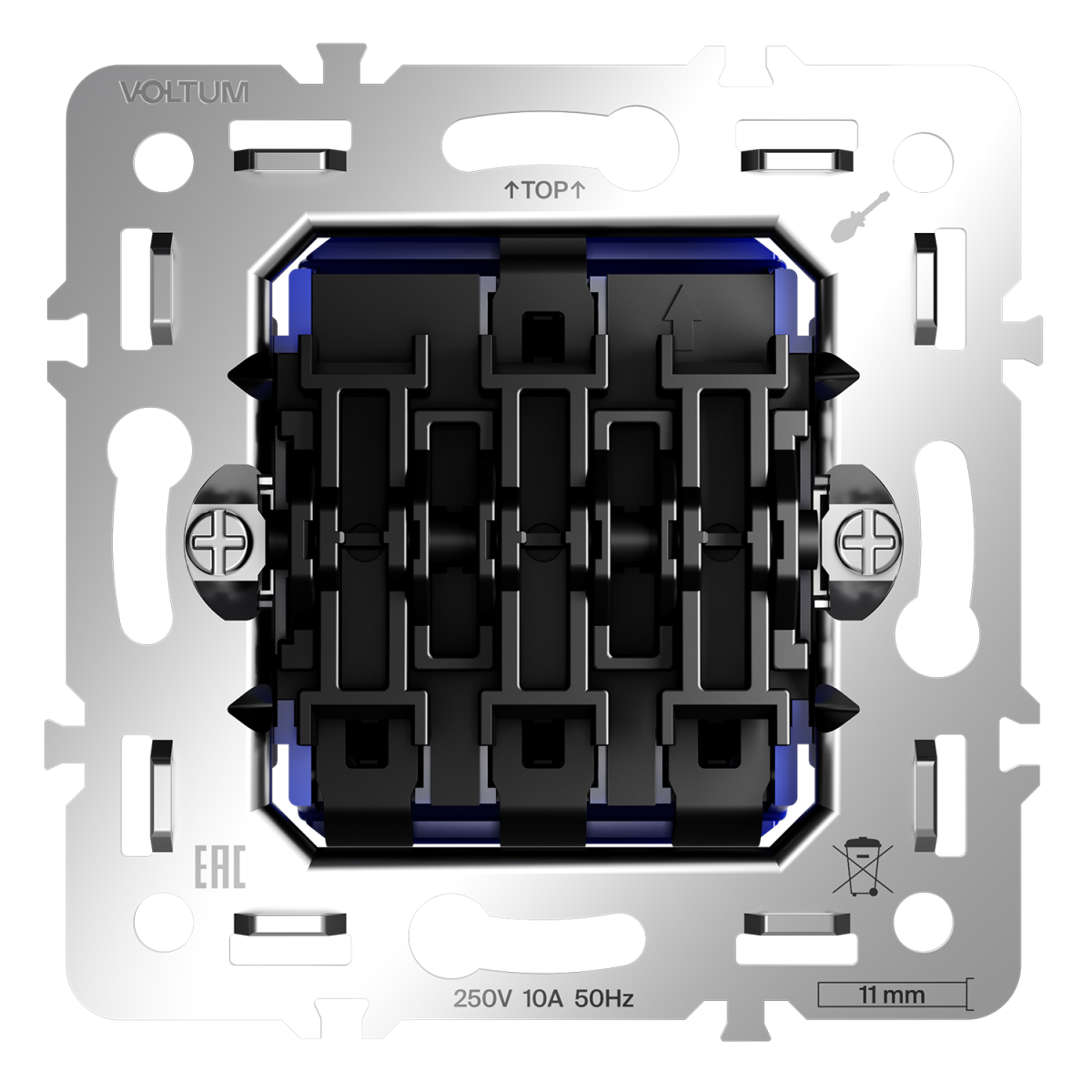 Механизм выключателя трехклавишного 10А Voltum S70 VLS0301M