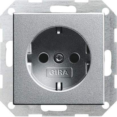 Розетка Gira System 55 Schuko с/з 16A 250V безвинтовой зажим алюминий 046626