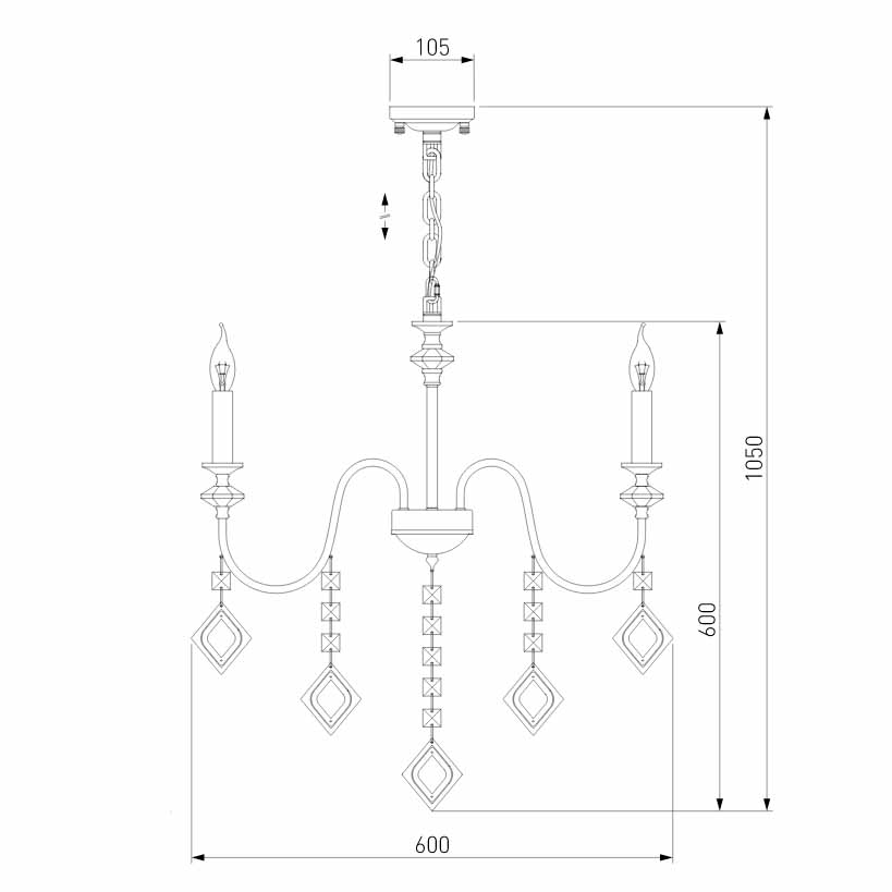 Подвесная люстра Eurosvet Telao 10120/5 золото/тонированный хрусталь Strotskis Smart (10110/5)