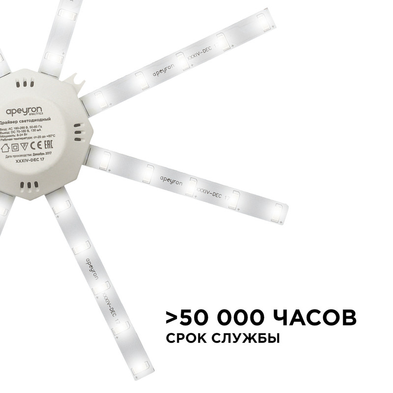 Комплект светодиодных линеек Apeyron Звездочка 220В 5730 16Вт 4000К IP30 02-44