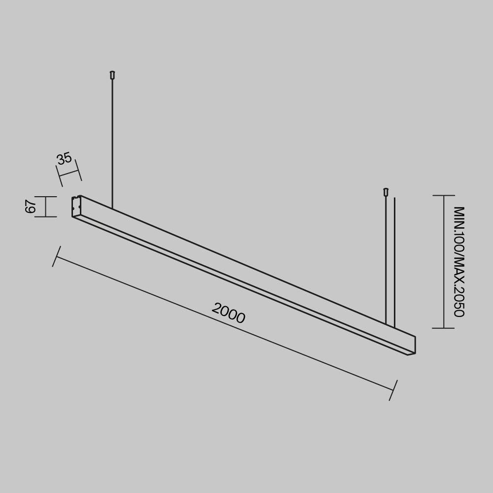 Линейный подвесной светильник Maytoni Technical 4000K 35x67 (Серебро, 2 м) LL312040