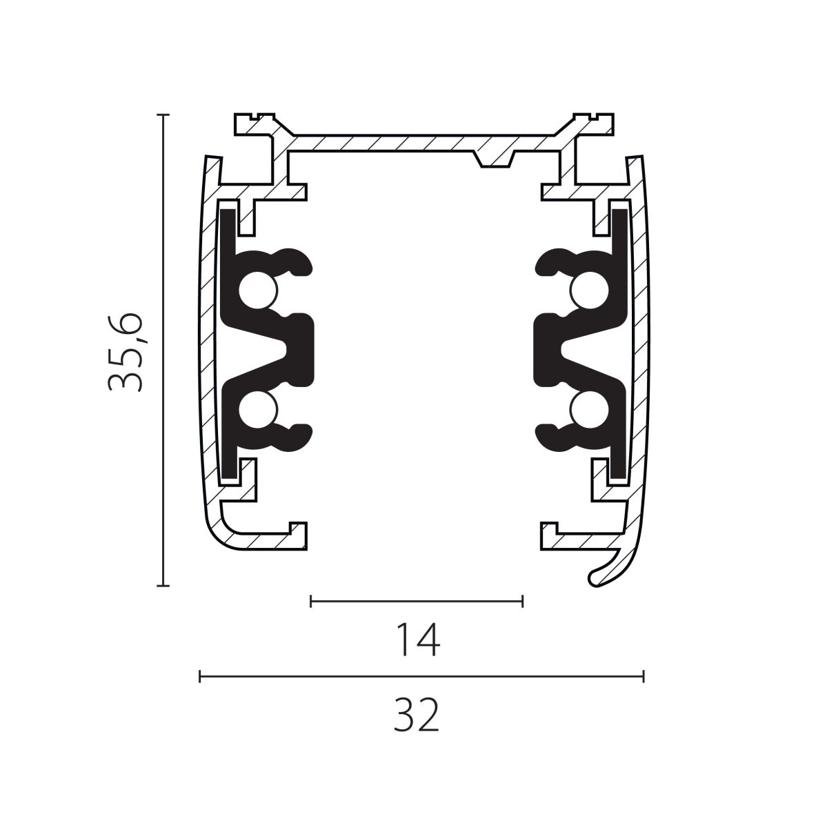 Шинопровод четырехконтактный трехфазный стыковочными пазами (круглые медные жилы), 2м Lightstar Quattro 504028-R