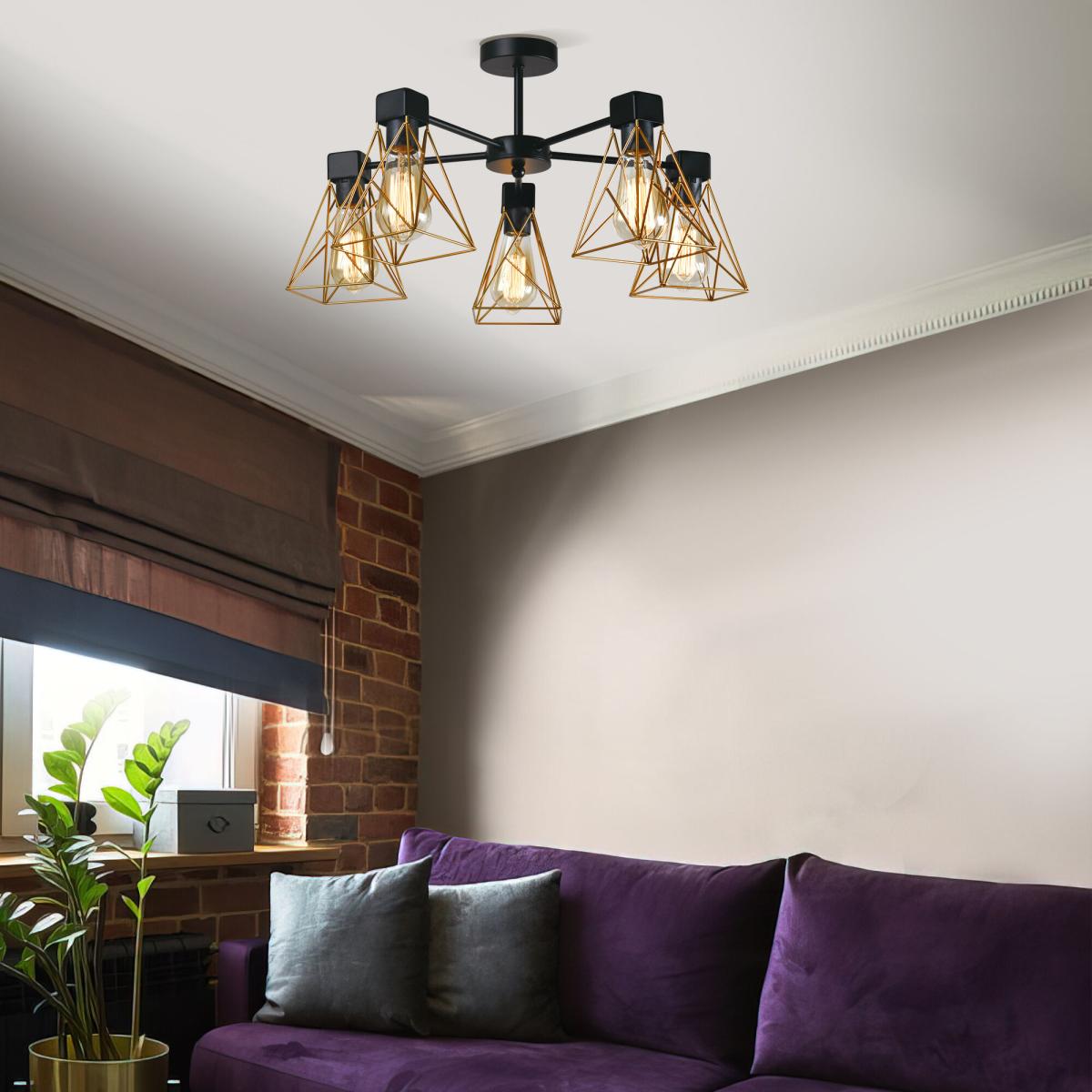 Люстра на штанге Eurosvet Trappola 70107/5 черный/латунь a061402