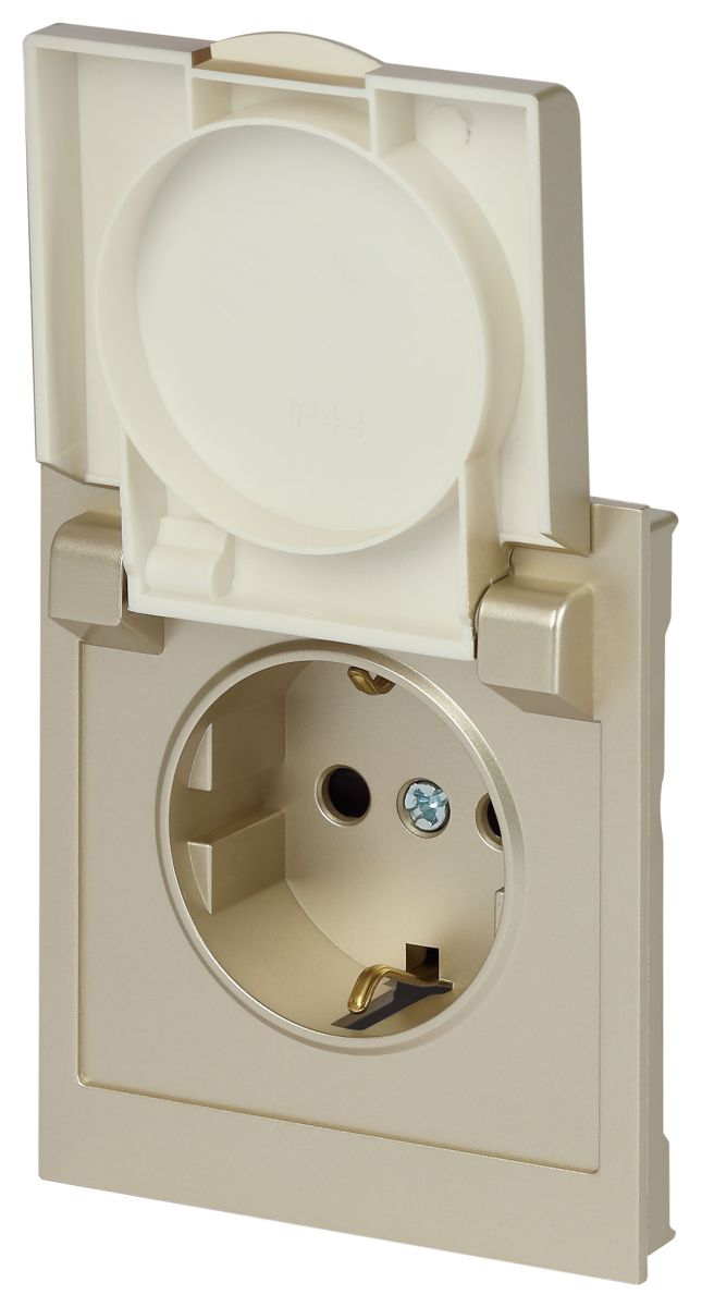 Розетка Эра Arktik 16-2103-04 с заземлением 2P+E Schuko со шторками с крышкой 16А-250В шампань Б0070437