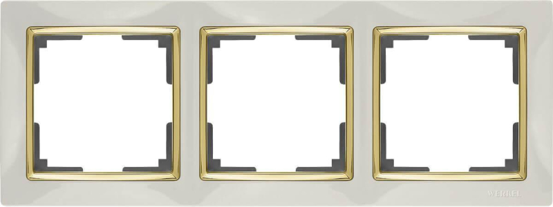 Рамка Werkel Snabb на 3 поста слоновая кость/золото WL03-Frame-03-ivory/GD 4690389083907