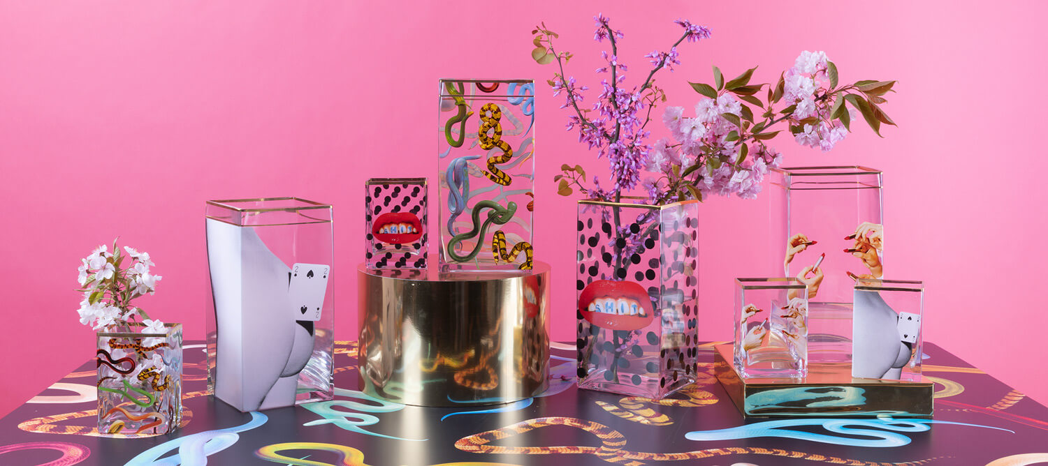 Ваза Two of Spades Small Seletti Toiletpaper Glass Vase 14122