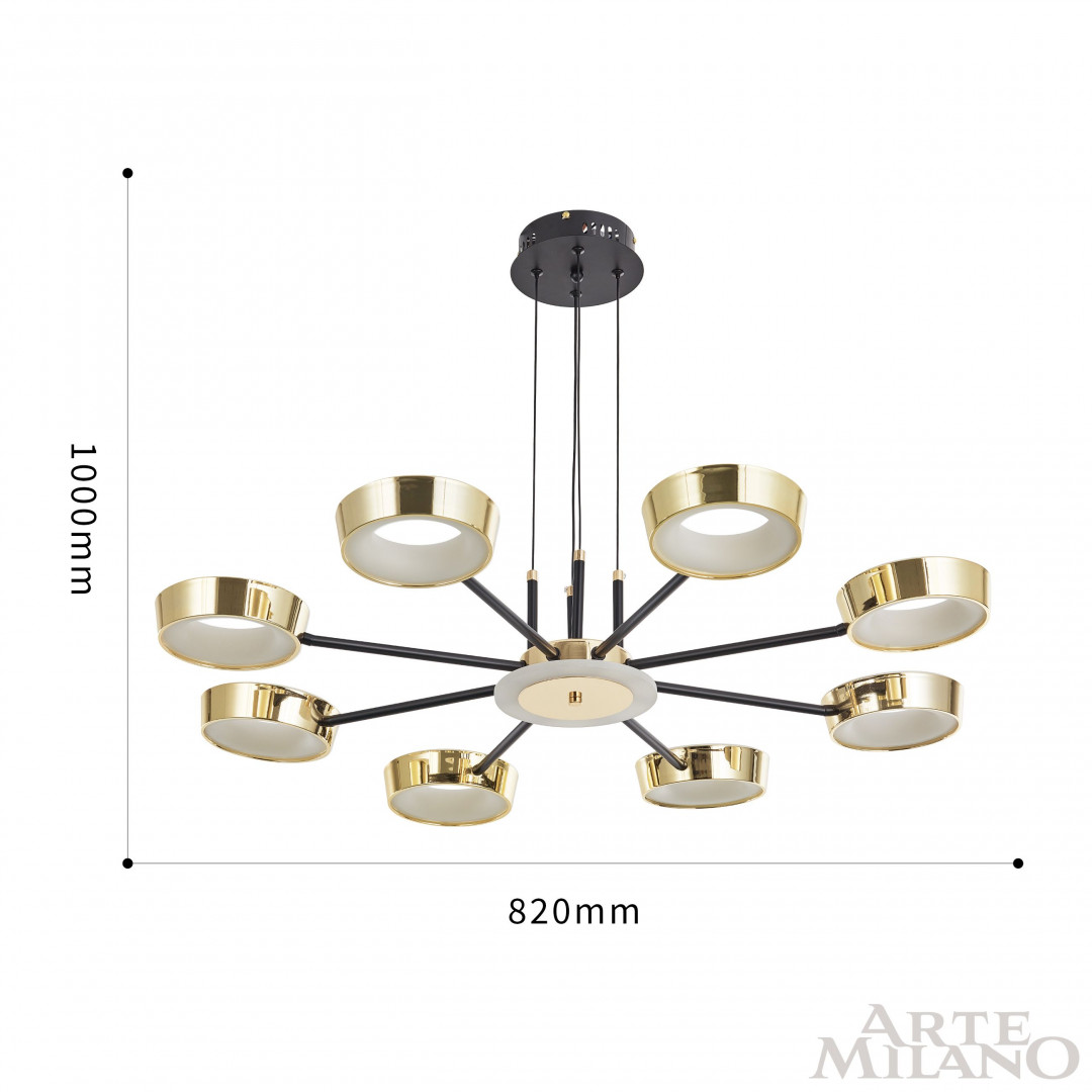 Подвесная люстра Arte Milano 271079/8 BK/GD