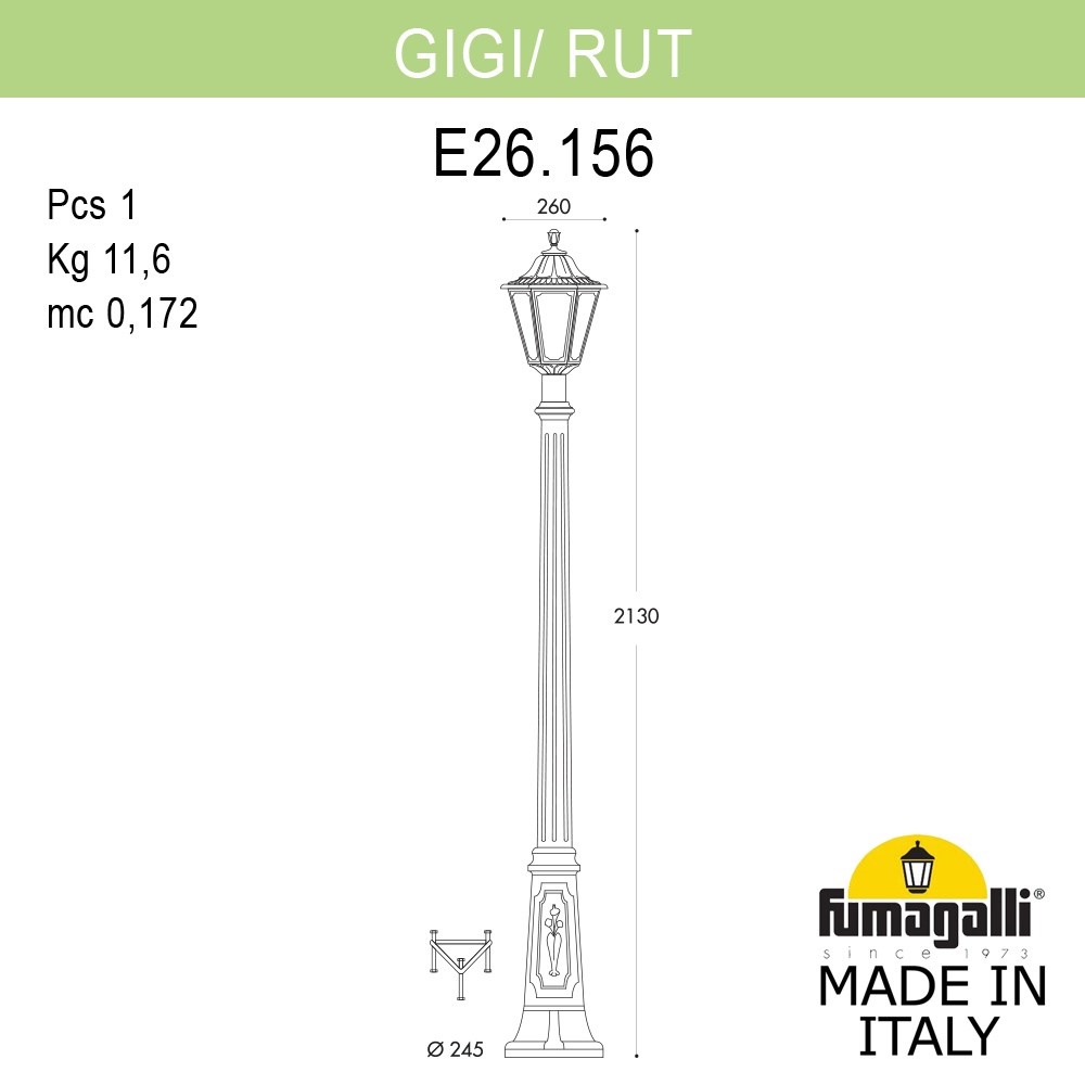 Садово-парковый светильник Fumagalli GIGI/RUT E26.156.000.WXE27