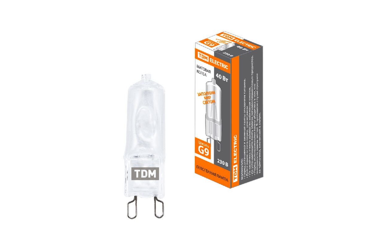 Лампа галогенная TDM Electric G9 40W 3000K матовая SQ0341-0057