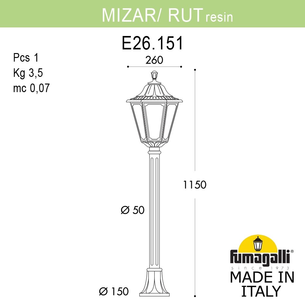 Ландшафтный светильник Fumagalli MIZAR.R/RUT E26.151.000.WYE27