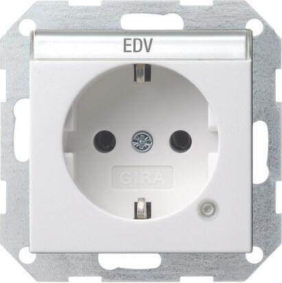 Розетка Gira System 55 Schuko с/з с подсветкой 16A 250V безвинтовой зажим чисто-белый глянцевый 045203