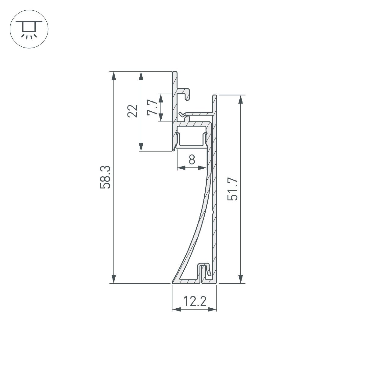 Профиль Arlight PLINTUS-H58-F-2000 BLACK 045286