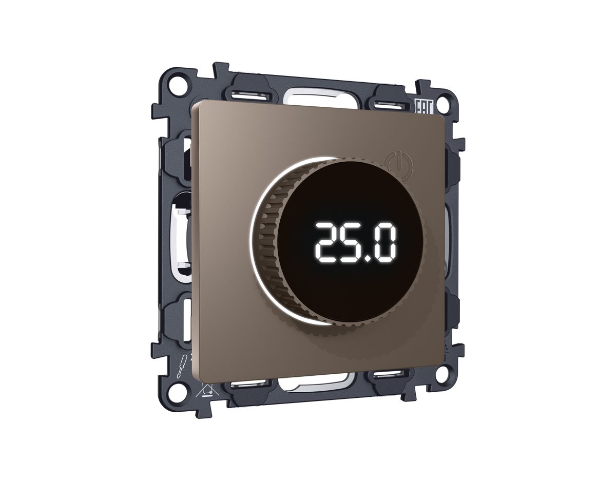 Комплект мех-ма термор-ра с цифровым дисплеем с подсветкой и датчиком для теплого пола Alfa Темная бронза матовый Quant Ambrella Volt MA635810 (AP6358, VM1385)