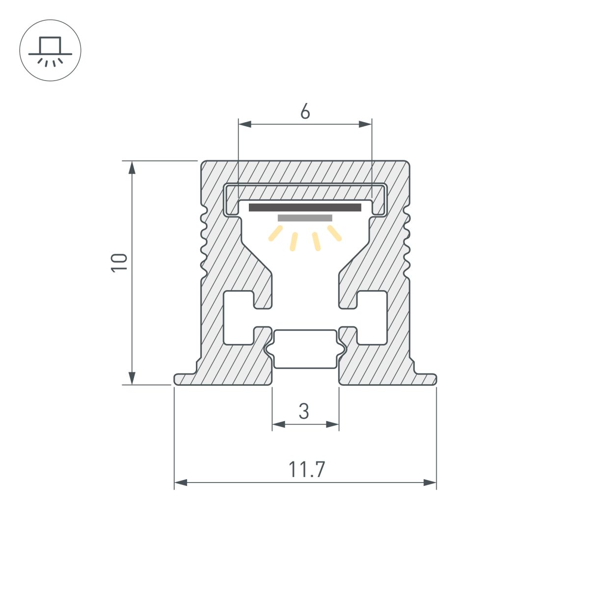 Профиль с экраном Arlight SL-MINI-3-H10-F12-2000 CHAMPAGNE GOLD (Алюминий+пластик) 058626