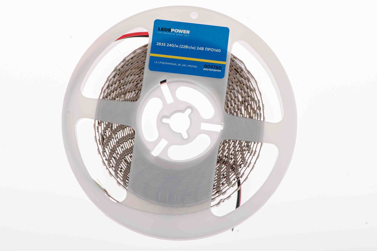 Светодиодная лента LEDS POWER двухрядная 16мм 2835 240/м (22Вт/м) 24В теплая, серия ПРО140 009780