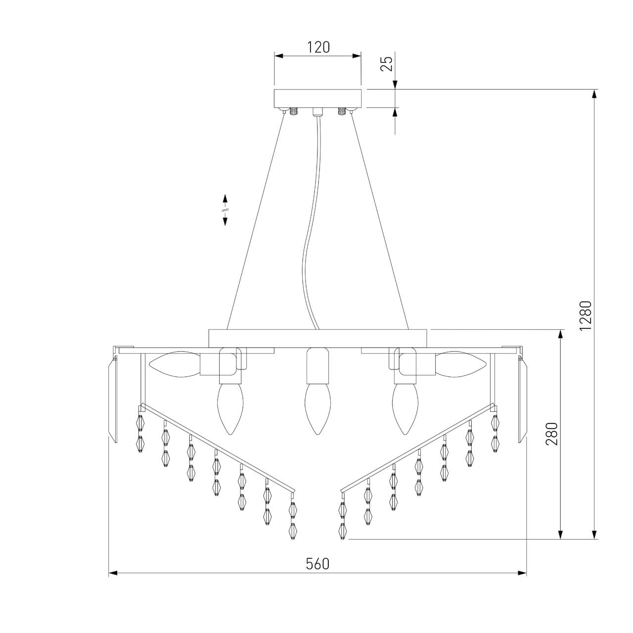 Подвесная люстра Eurosvet Torreta 10121/9 хром/прозрачный хрусталь Strotskis Smart (10105/9)