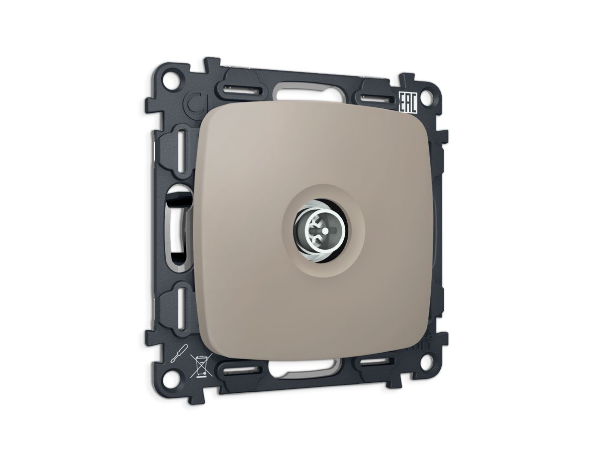 Комплект механизма TV розетки Ambrella Volt оконечной экранированной 5-1000MHz 3dB OMEGA MO373005 Серо-бежевый матовый QUANT (OP3730, VM199)