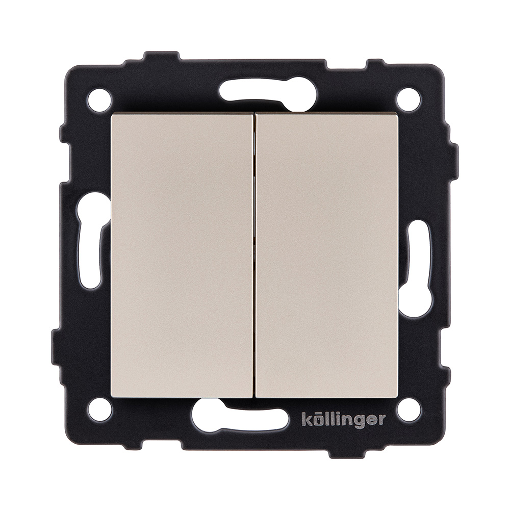 Выключатель 2-клавишный проходной 10А/250В, золотой Kollinger REA-S-009GD для Aspekt, Eleganz, Reflex