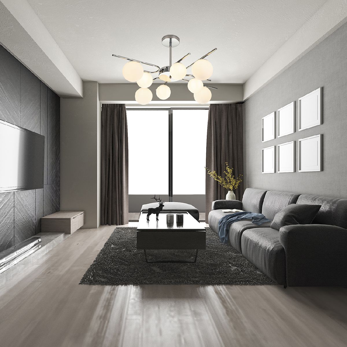 Люстра на штанге Escada Sphere 642/8P Silver УЦ