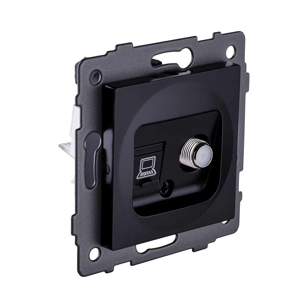 Розетка двойная спутниковая SAT + RJ45 Cat.6, черный Kollinger REA-014BK для Aspekt, Eleganz, Reflex