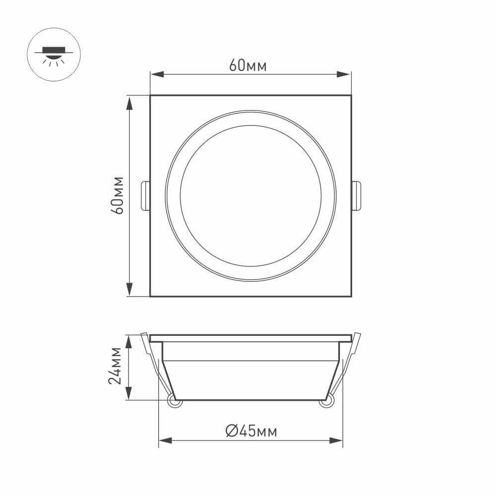 Мебельный светильник Arlight LTM-S60x60WH-Frost 3W Day White 110deg