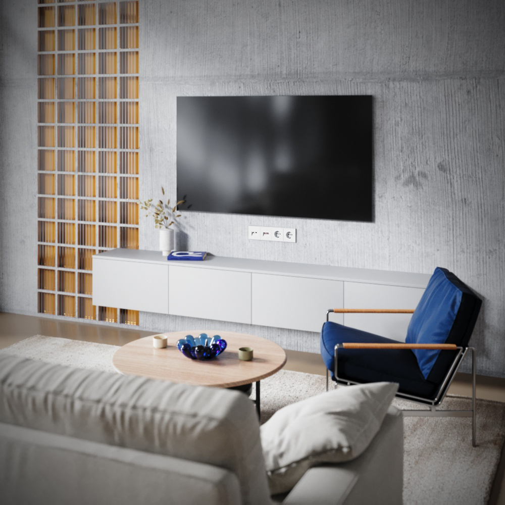 Розетка телевизионная встраиваемая Voltum S70 TV+RJ45 кат. 6, (белый матовый) VLS060702