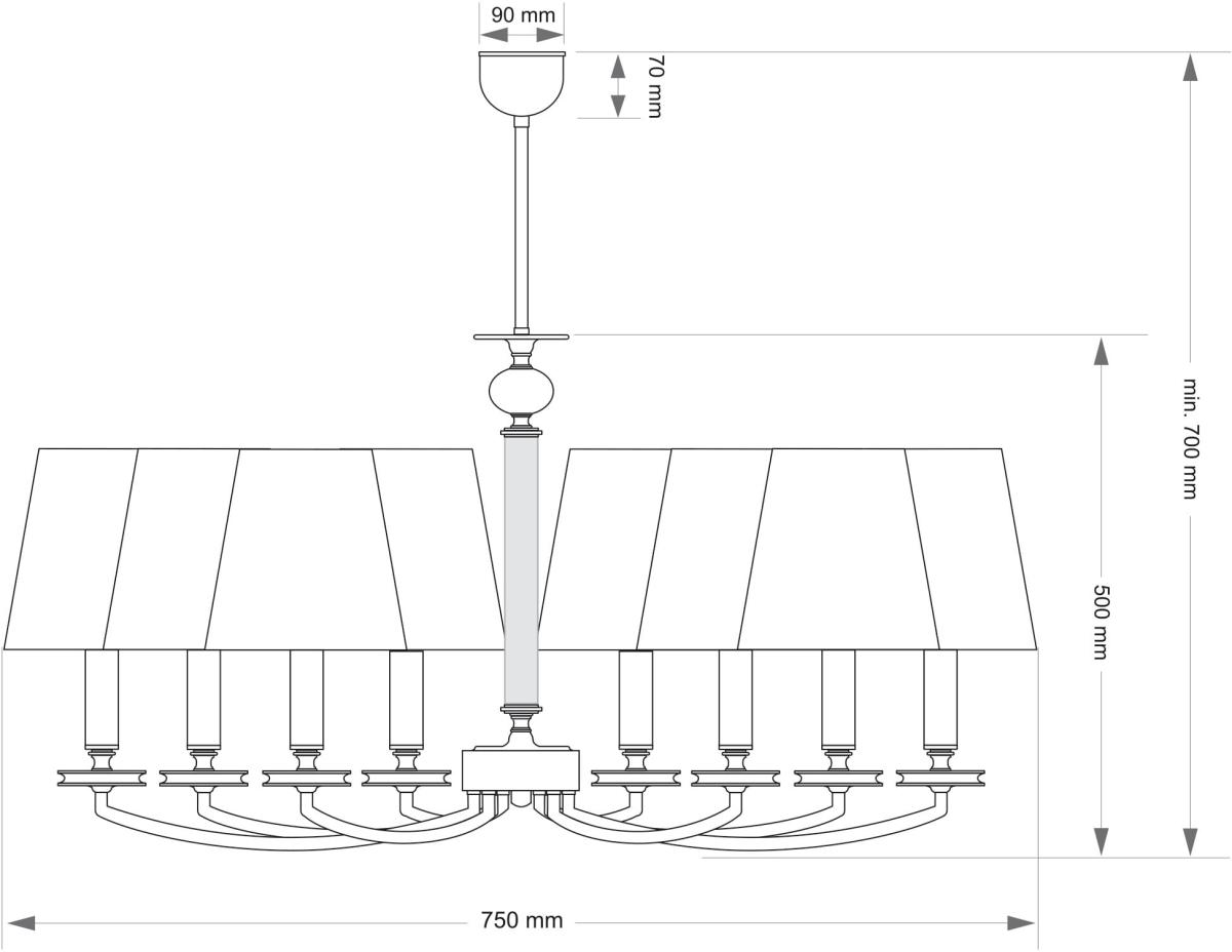 Люстра на штанге Kutek Rossano ROS-ZW-8(P/A)
