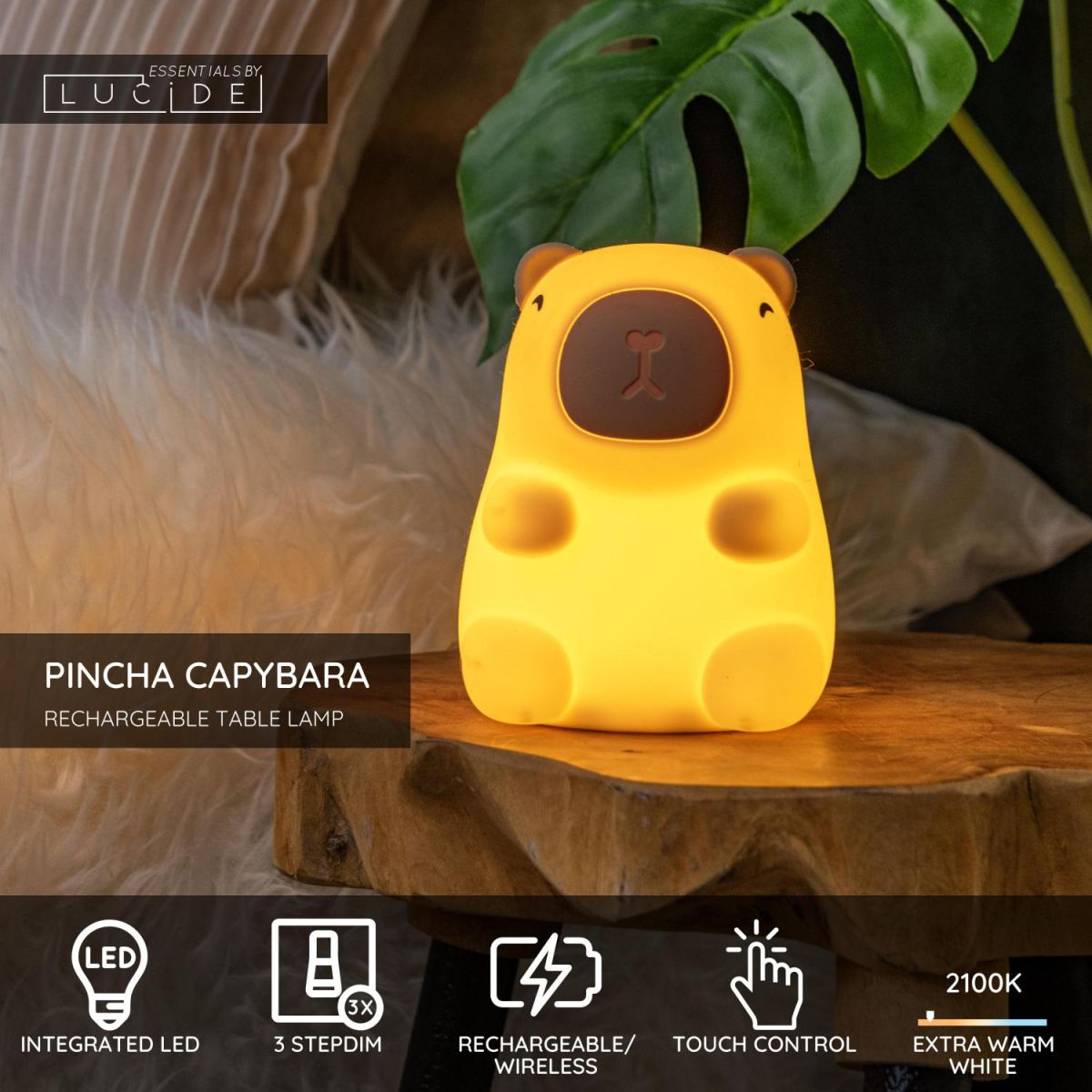 Настольная LED лампа Lucide Pincha Capybara 54500/01/38