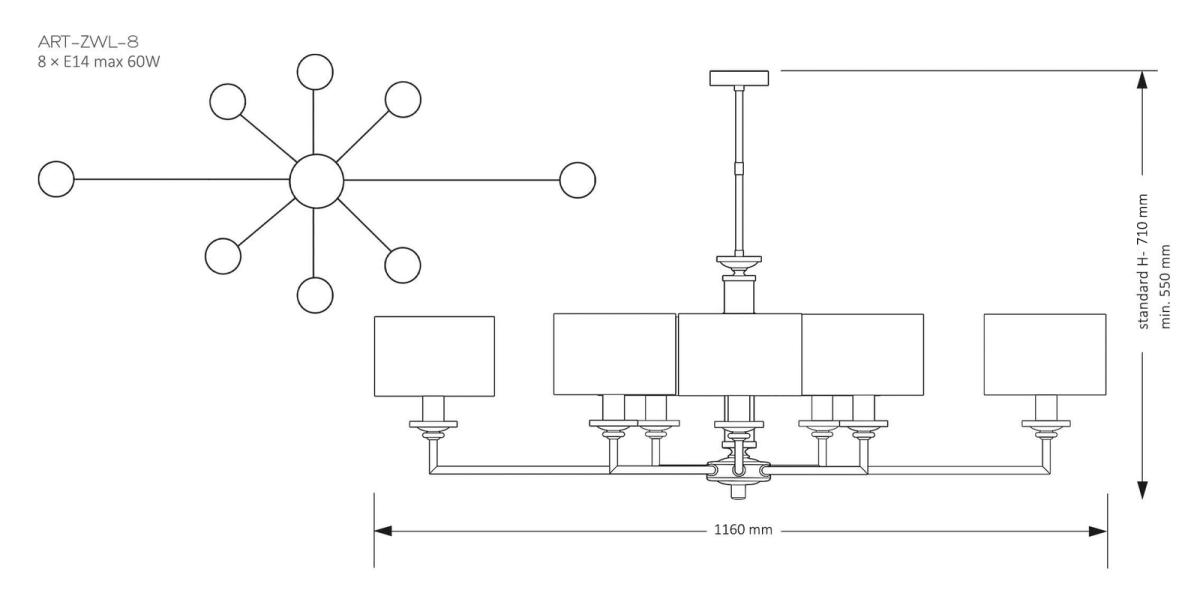 Люстра на штанге Kutek Mood Artu ART-ZWL-8(Z)