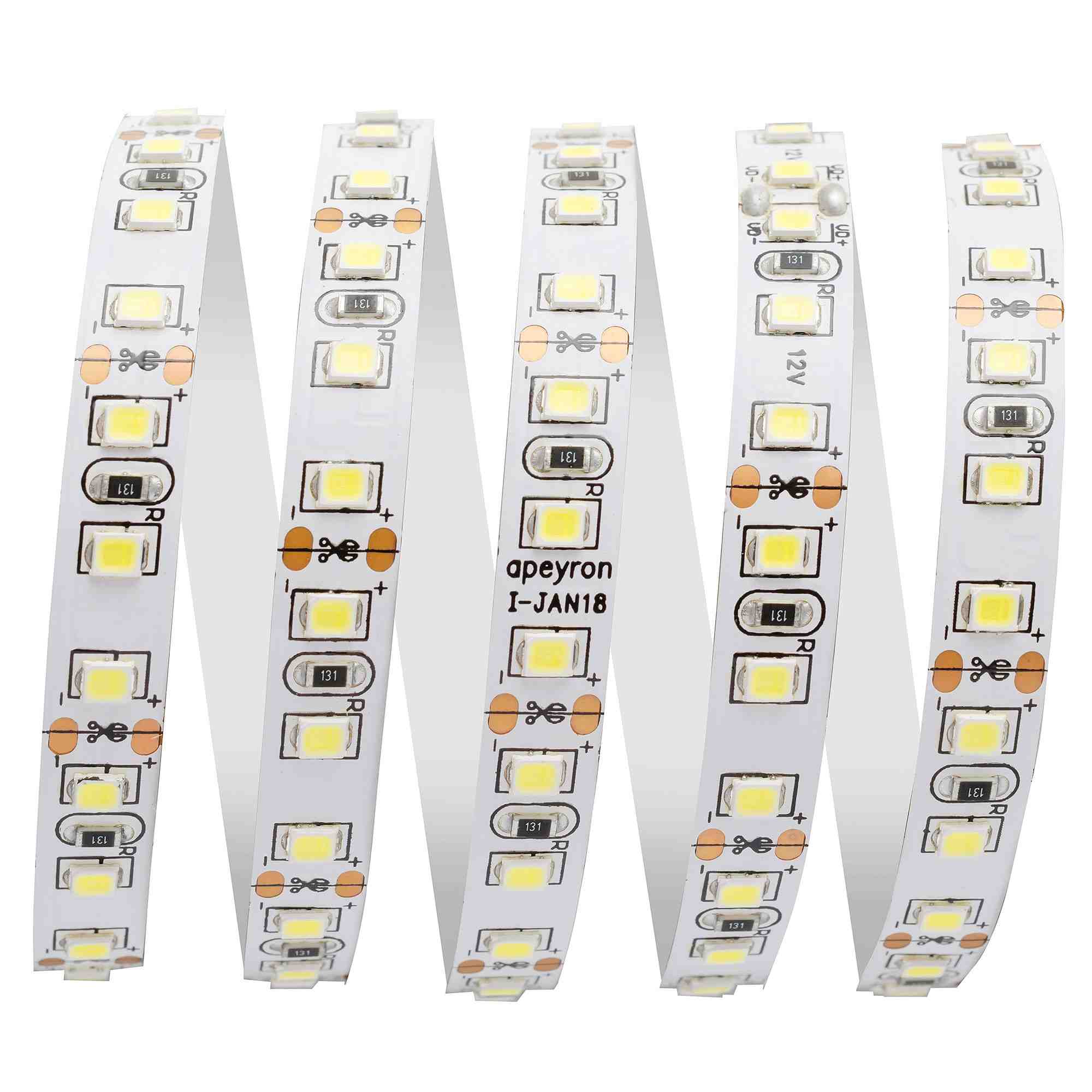 Светодиодная лента Apeyron 12В СТ 9,6Вт/м smd3528, 120д/м IP20 600Лм/м 2м 6500К 216BL