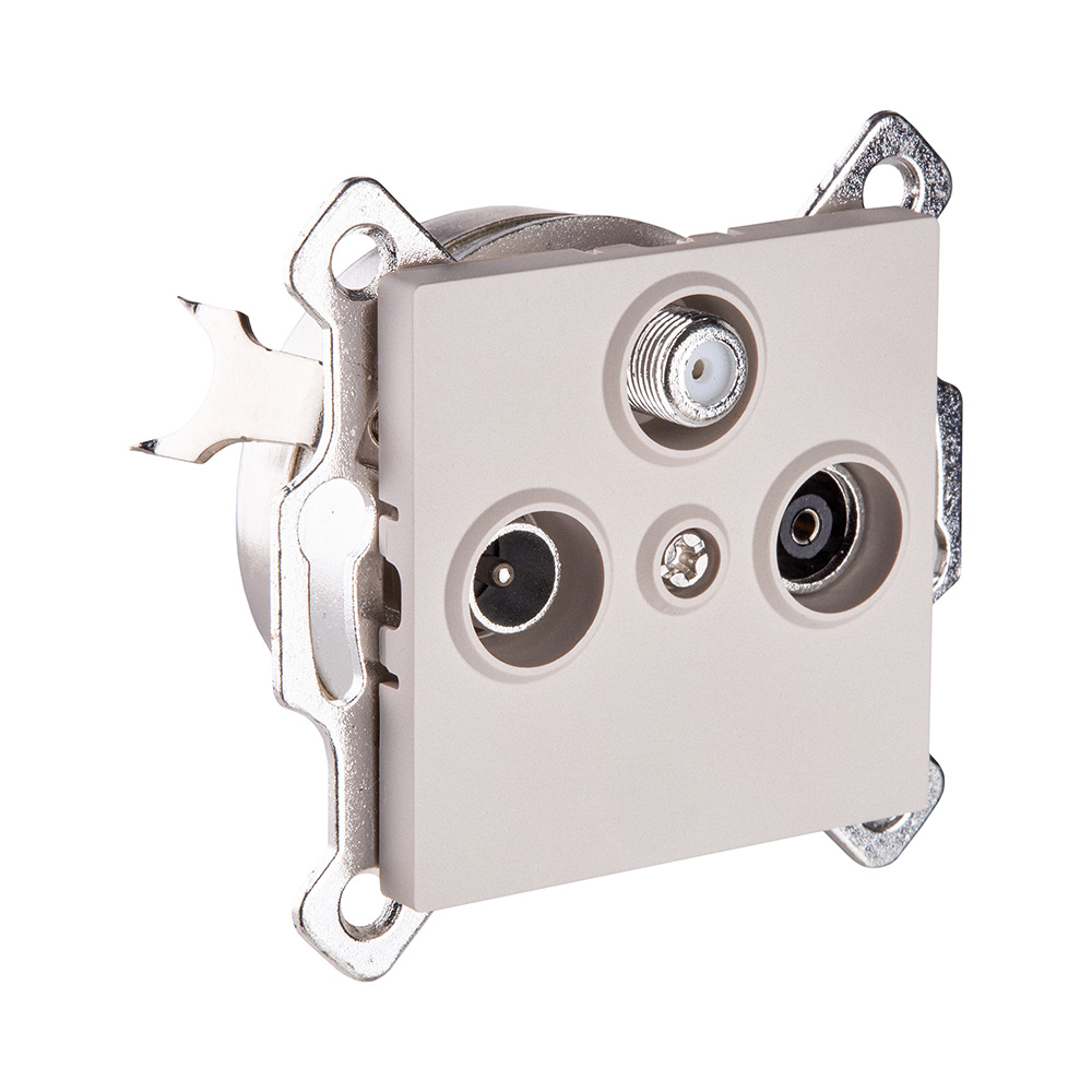 Розетка тройная TV (мама) + TV (папа) + спутниковая SAT, кашемир матовый Kollinger REA-036CM для Aspekt, Eleganz, Reflex