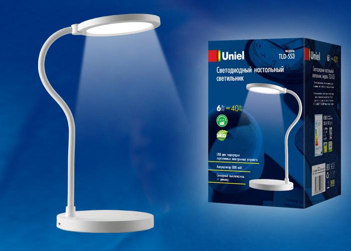 Настольная лампа модерн (UL-00003337) Uniel TLD-552 White/LED/200Lm/4500K/Dimmer