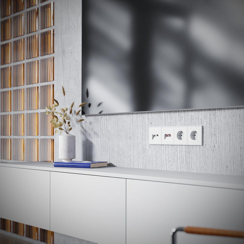 Розетка телевизионная встраиваемая Voltum S70 TV+RJ45 кат. 6, (белый матовый) VLS060702