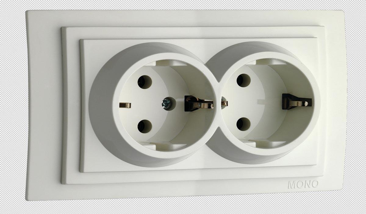 Розетка с заземлением двойная Mono Electric Despina-Larissa 16А 250В белый 500-001904-120