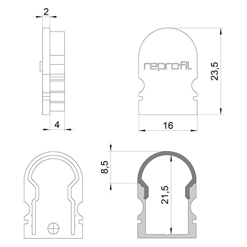 Торцевая заглушка (2 шт.) Deko-Light R-AU-02-10 979522