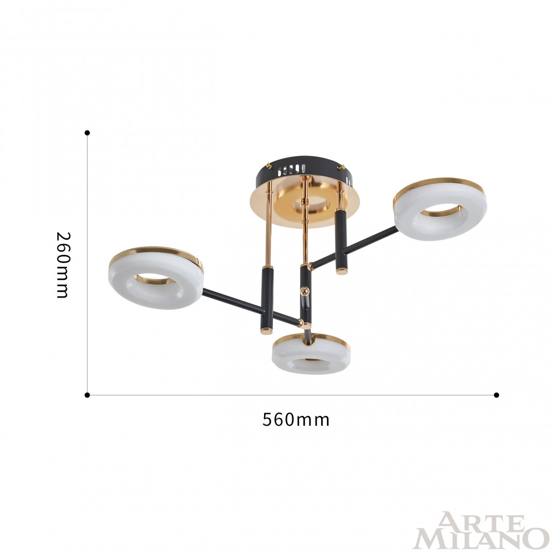Потолочная люстра Arte Milano Ferrara 272999/3 BK/GD
