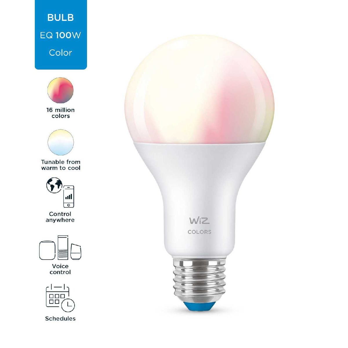 Умная светодиодная лампа Wiz Wi-Fi BLE100WA67E27922-65RGB1PF/6 E27 13W 2200/6500K 929002449702