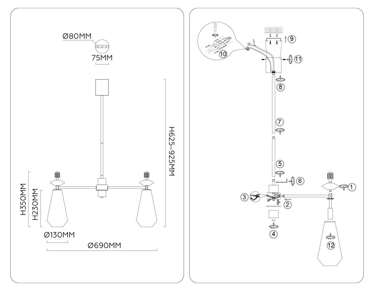 Люстра на штанге Ambrella Light High Light Ceramo Modern LH53305