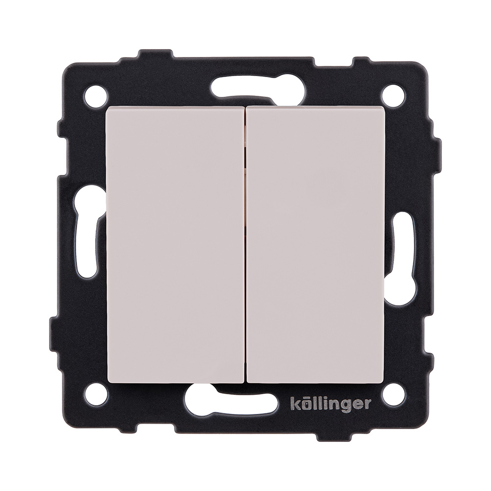 Выключатель кнопочный 2-клавишный 10А/250В, кашемир матовый Kollinger REA-S-011CM для Aspekt, Eleganz, Reflex