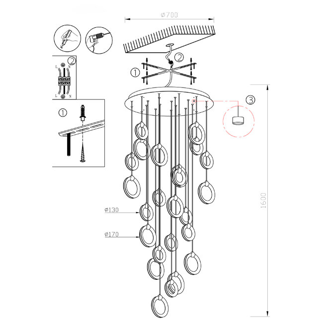 Подвесная люстра Lumien Hall Livin LH8028/24P-BK-SGD-PBK