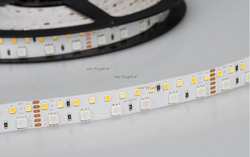Светодиодная лента Arlight RT 2-5000 24V RGB-MIX 2x2 (5CH, 180 LED/m, LUX) 022707