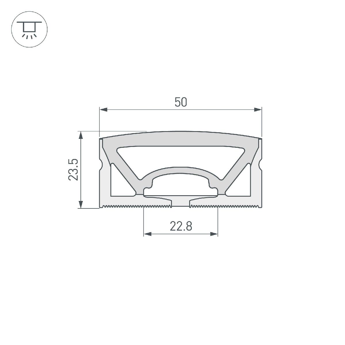 Силиконовый профиль Arlight WPH-FLEX-5025-TOP-S23-5m WHITE 049947
