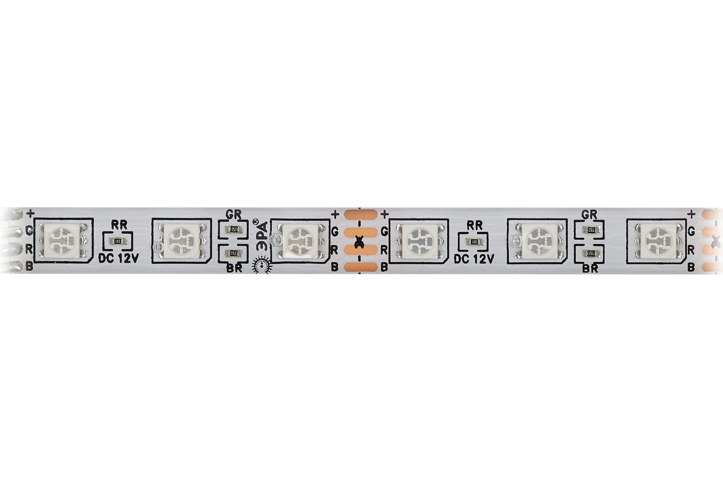 Светодиодная влагозащищенная лента ЭРА 14,4W/m 60LED/m 5050SMD RGB 5M 5050kit-14,4-60-12-IP65-RGB-5m Б0043070