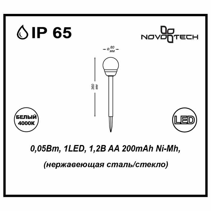 Светильник на солнечных батареях Novotech Solar (2 шт.) 2357208