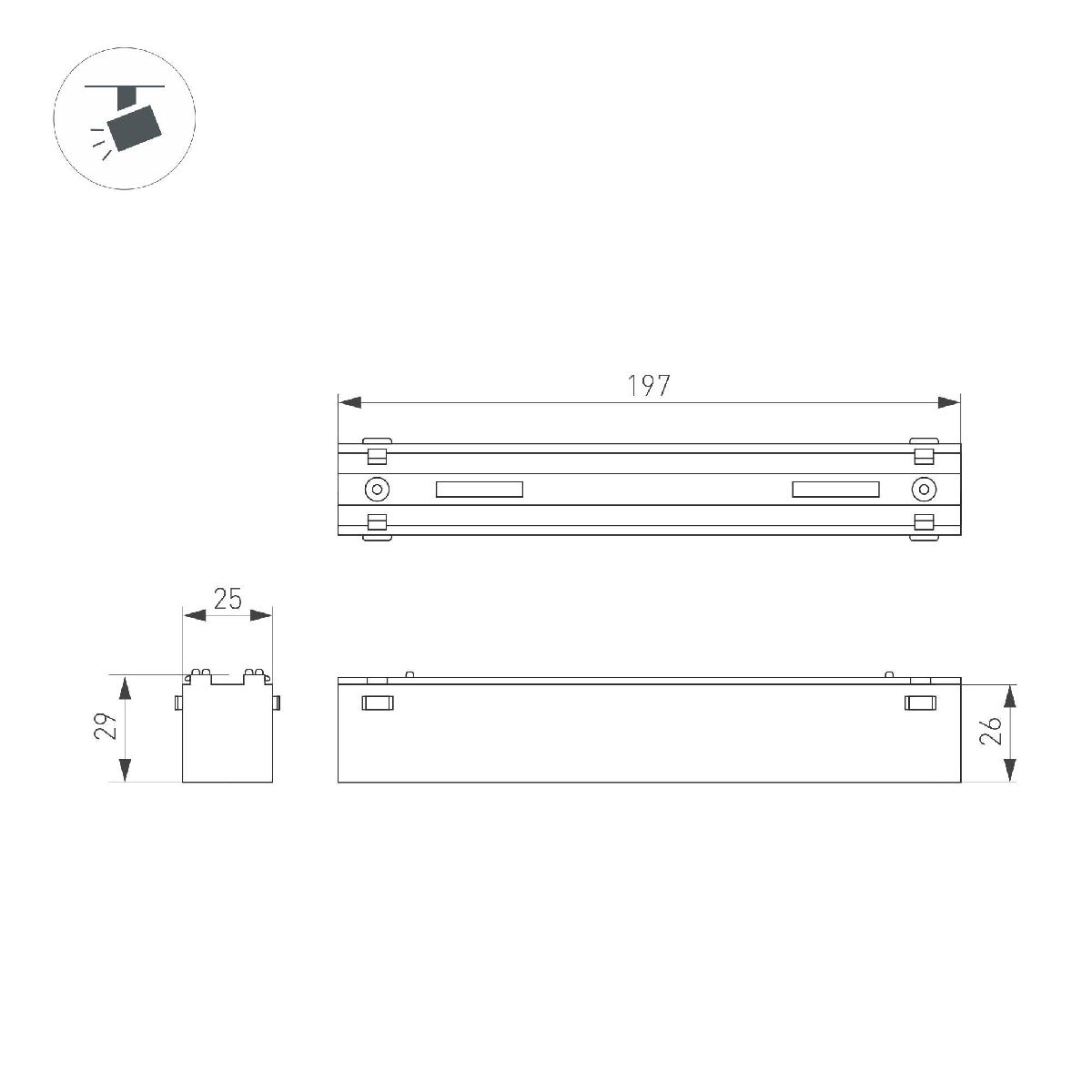 Трековый магнитный светильник Arlight MAG-VIBE-LASER-L197-12W Day4000 (WH, 24 deg, 48V) 044424
