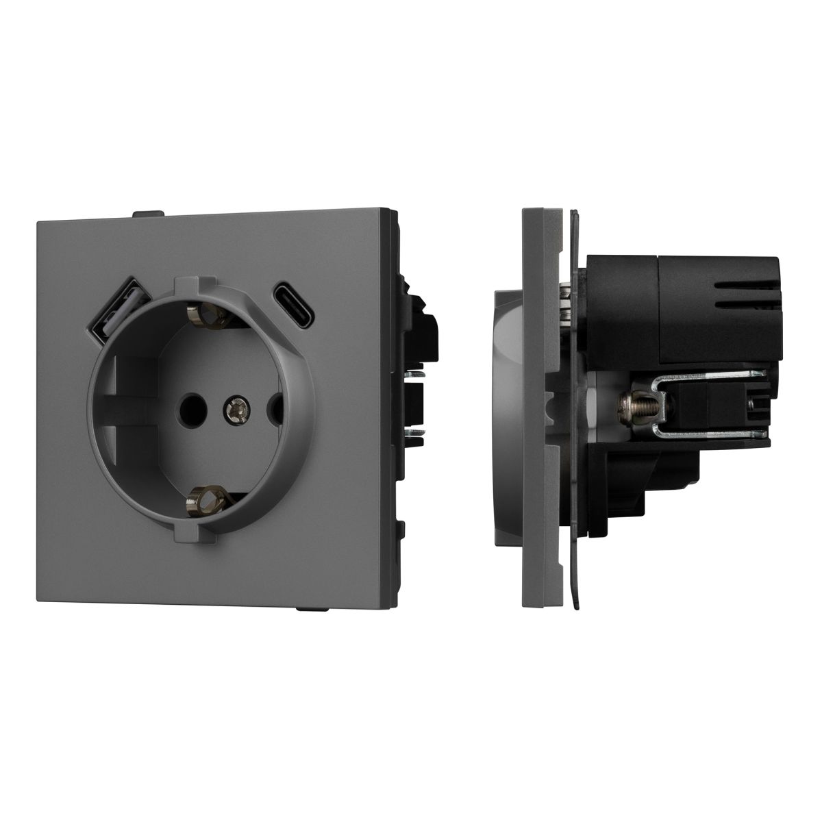 Механизм розетки с USB зарядкой Arlight SCT-TENDO-MUAC-SFPL-GR (230V, 16A) 054609