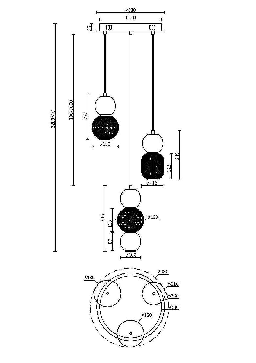 Подвесной светильник Maytoni Drop MOD273PL-L33CH3K