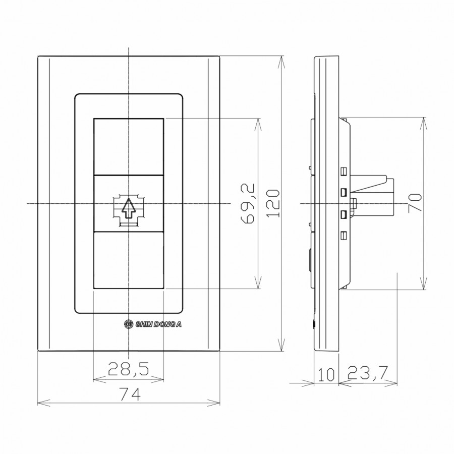 Розетка компьютерная CAT5 (Rj45) SHIN DONG-A Laon WLO-1427-WH