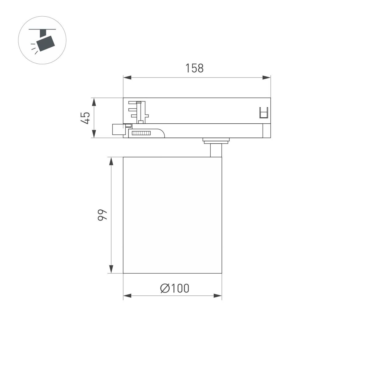 Трековый трехфазный светильник Arlight LGD-DYKE-4TR-R100-36W Day4000 (BK, 38 deg, 230V) 052292