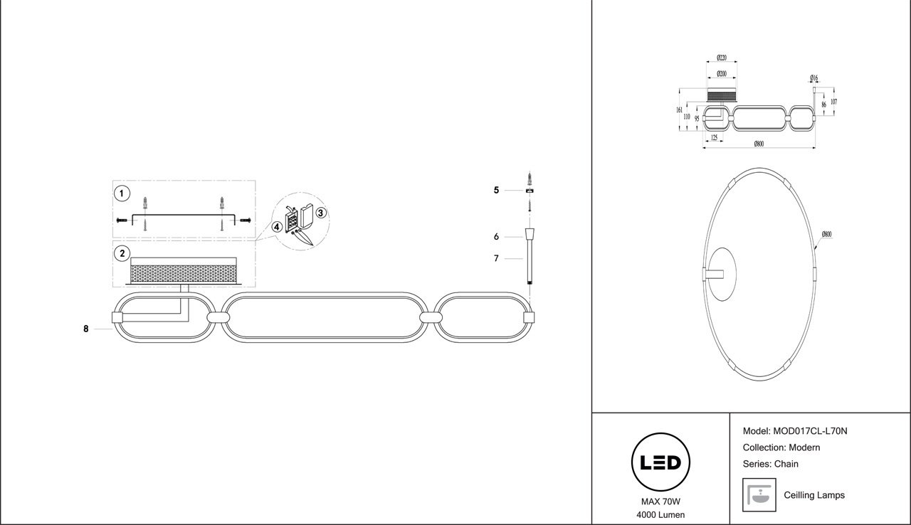 Потолочный светодиодный светильник Maytoni Chain MOD017CL-L70N